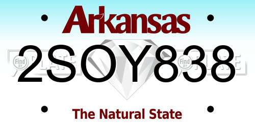2SOY838 Arkansas License Plate