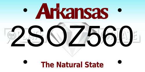 2SOZ560 Arkansas License Plate