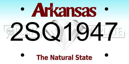 2SQ1947 Arkansas License Plate
