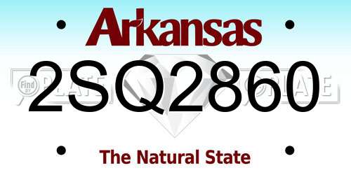 2SQ2860 Arkansas License Plate