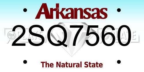 2SQ7560 Arkansas License Plate
