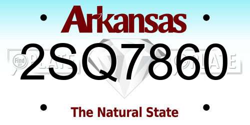 2SQ7860 Arkansas License Plate