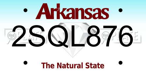 2SQL876 Arkansas License Plate