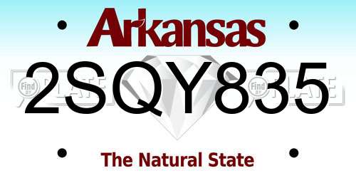 2SQY835 Arkansas License Plate