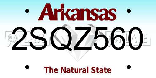 2SQZ560 Arkansas License Plate
