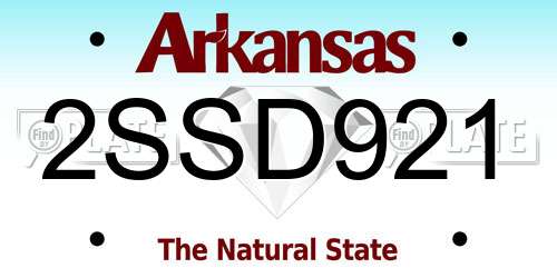 2SSD921 Arkansas License Plate