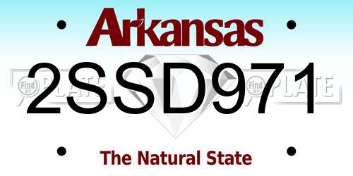 2SSD971 Arkansas License Plate