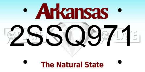 2SSQ971 Arkansas License Plate