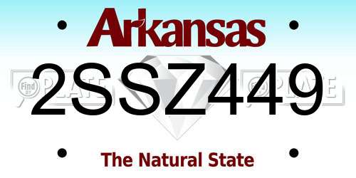 2SSZ449 Arkansas License Plate