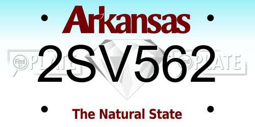 2SV562 Arkansas License Plate