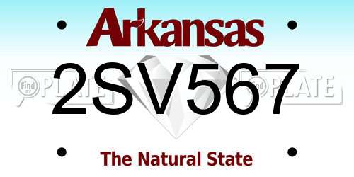 2SV567 Arkansas License Plate