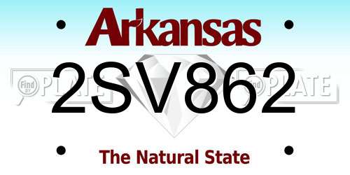 2SV862 Arkansas License Plate
