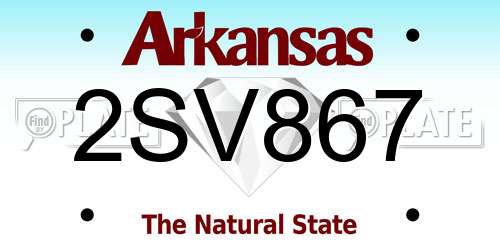 2SV867 Arkansas License Plate