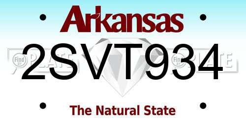 2SVT934 Arkansas License Plate