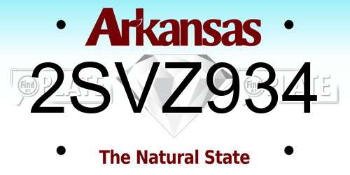 2SVZ934 Arkansas License Plate