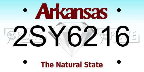 2SY6216 Arkansas License Plate