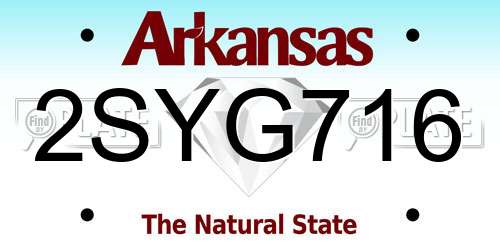 2SYG716 Arkansas License Plate