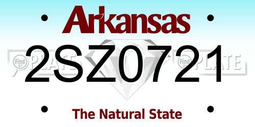 2SZ0721 Arkansas License Plate