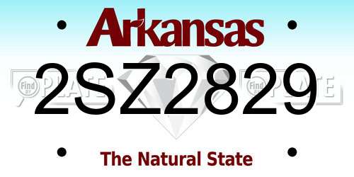 2SZ2829 Arkansas License Plate