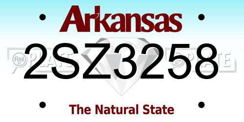2SZ3258 Arkansas License Plate