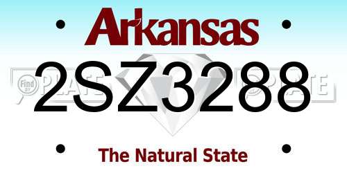2SZ3288 Arkansas License Plate