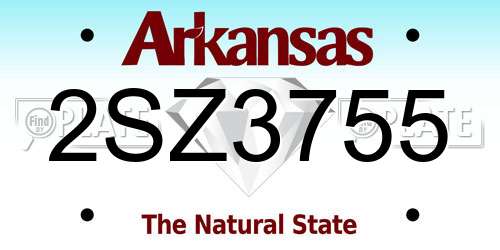 2SZ3755 Arkansas License Plate