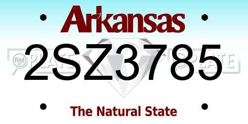 2SZ3785 Arkansas License Plate