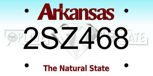 2SZ468 Arkansas License Plate