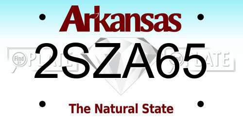 2SZA65 Arkansas License Plate