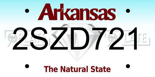 2SZD721 Arkansas License Plate