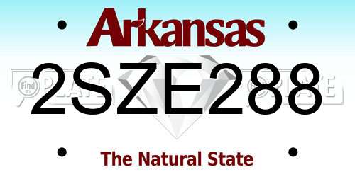 2SZE288 Arkansas License Plate