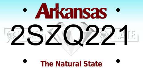2SZQ221 Arkansas License Plate