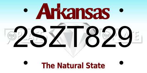 2SZT829 Arkansas License Plate