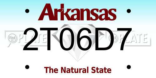 2T06D7 Arkansas License Plate