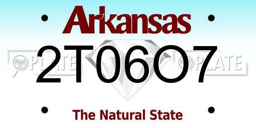 2T06O7 Arkansas License Plate
