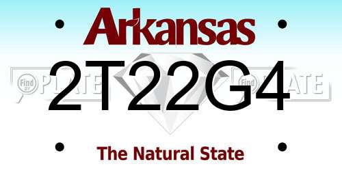 2T22G4 Arkansas License Plate