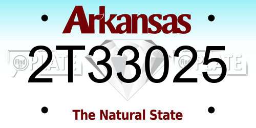 2T33025 Arkansas License Plate