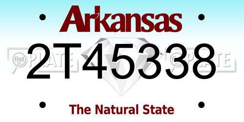 2T45338 Arkansas License Plate