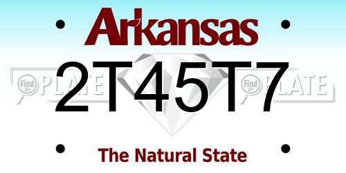 2T45T7 Arkansas License Plate