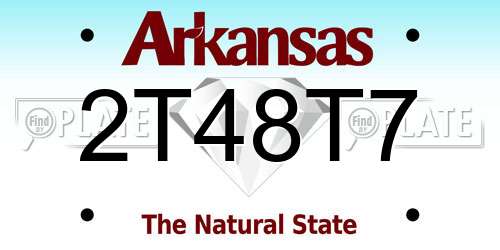 2T48T7 Arkansas License Plate