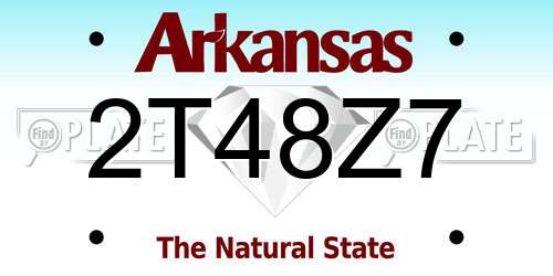2T48Z7 Arkansas License Plate