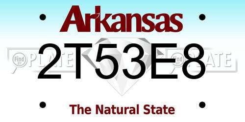 2T53E8 Arkansas License Plate