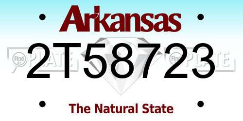2T58723 Arkansas License Plate