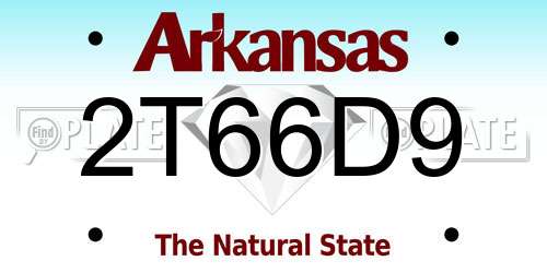2T66D9 Arkansas License Plate