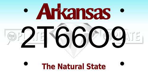 2T66O9 Arkansas License Plate