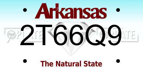 2T66Q9 Arkansas License Plate