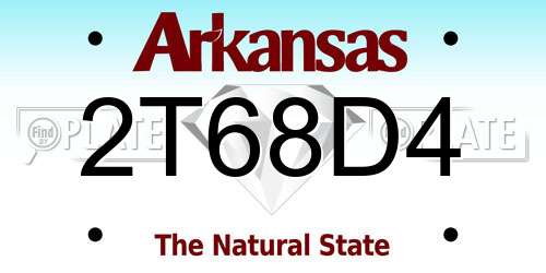 2T68D4 Arkansas License Plate