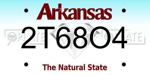 2T68O4 Arkansas License Plate