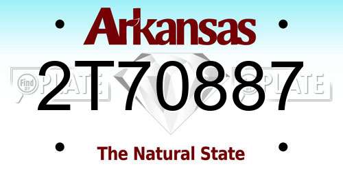 2T70887 Arkansas License Plate