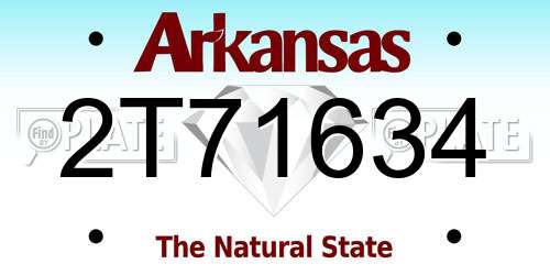 2T71634 Arkansas License Plate